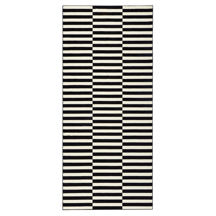 Panel Machine Woven Black/Cream Indoor Rug