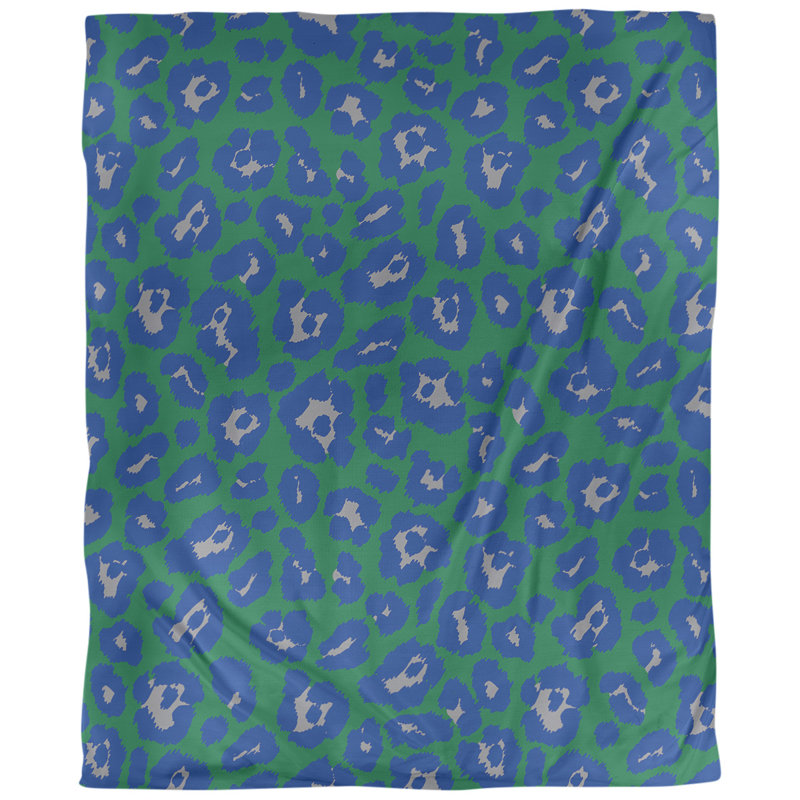 Housse de couette simple à imprimé léopard, Housse de couette simple TG, Polyester brossé, Vert / mauve