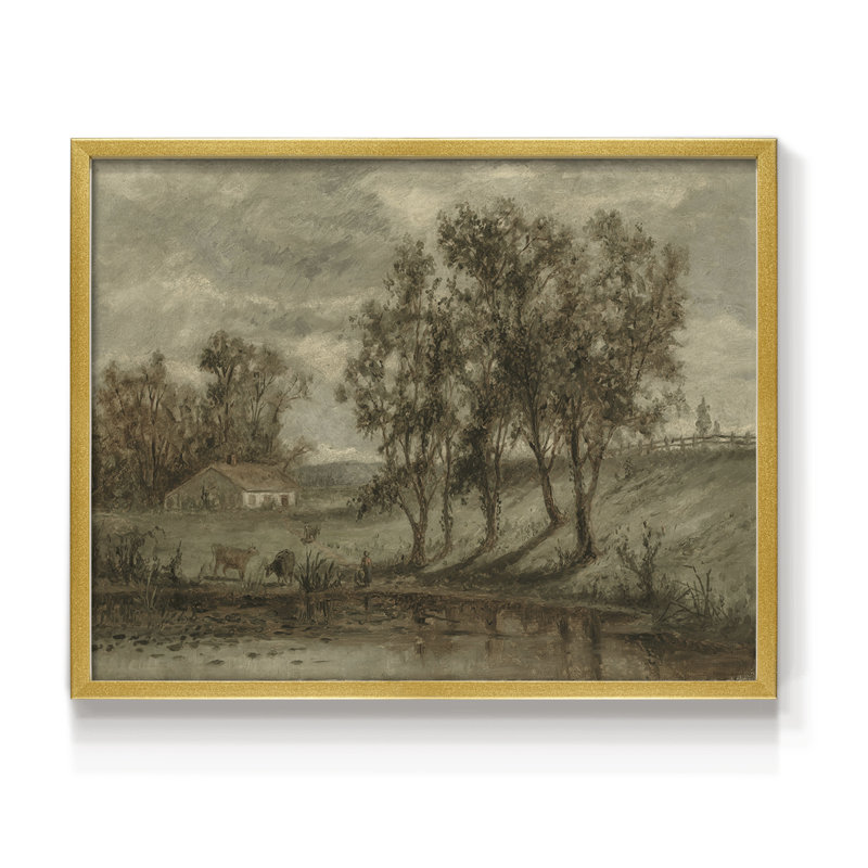 Paysages rétro-DCCxxix-impression encadrée - réversible, H 11 po x l 14 po, Or
