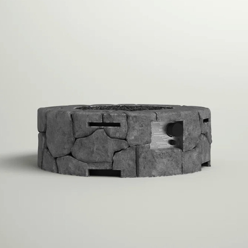 Foyer au propane en béton armé - l 9 po x 28 po, gris anthracite, acier inoxydable, 40 000, allumage à bouton-poussoir, tuyau de 108 po, avec couvercle de rangement pour l'extérieur, inclus