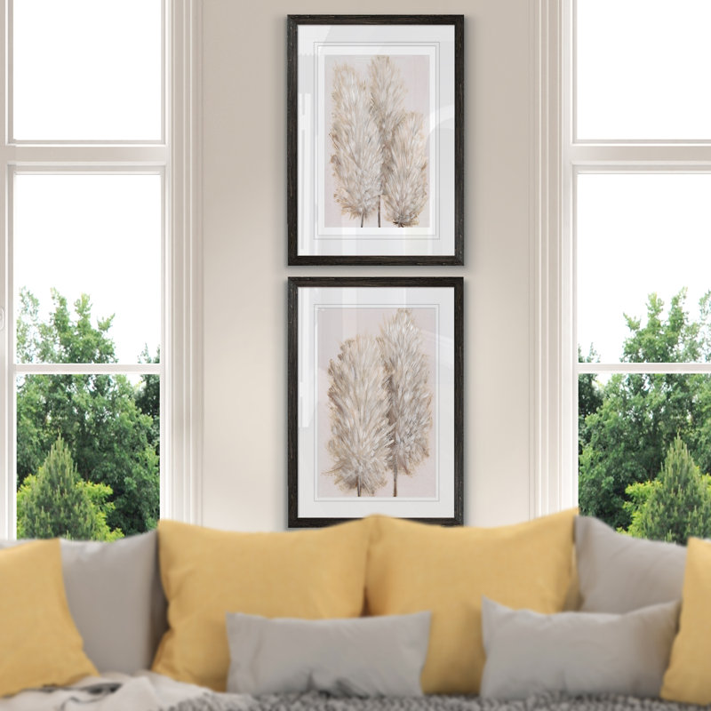 «Pampas Grass III» par Vincent Van Gogh - ensemble de reproductions d'art encadrées, H 20 po x l 16 po x P 1,25 po, Blanc
