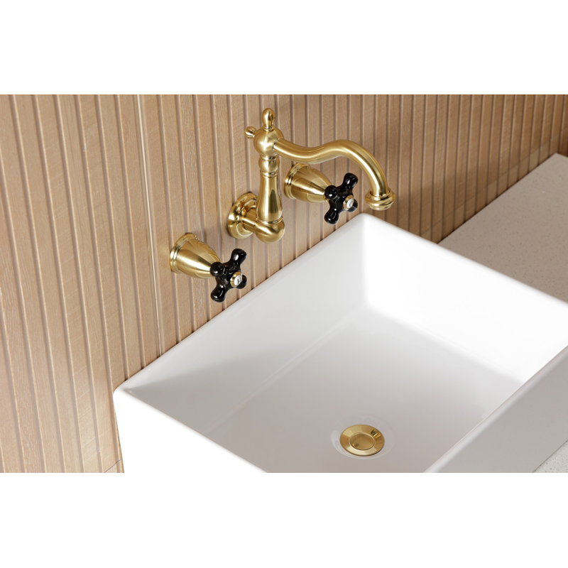 Kingston Brass Duchess Two-Handle Wall Mount Bathroom Faucet, Brushed Brass
