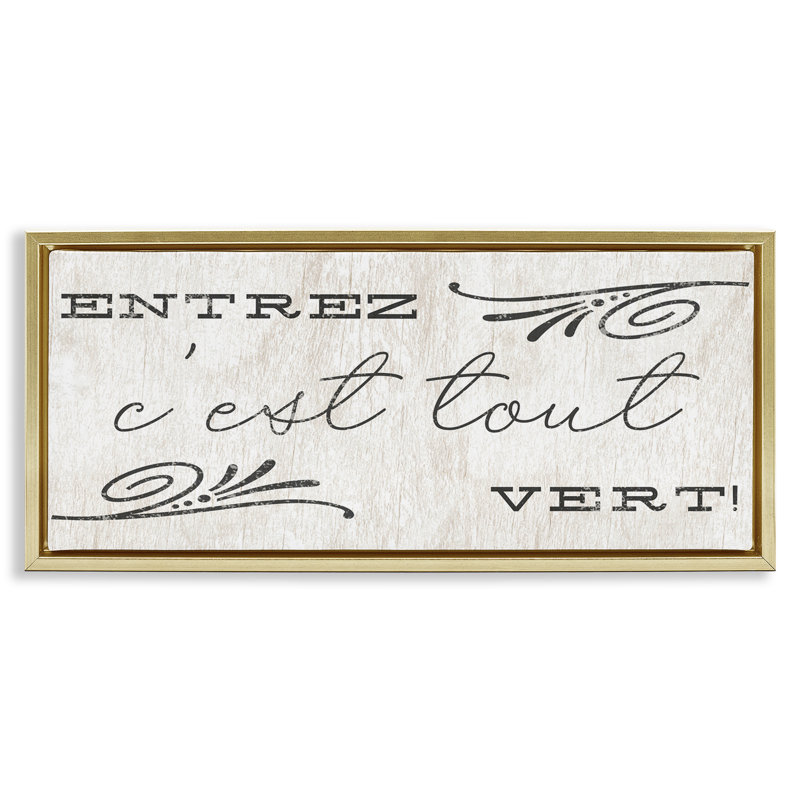  Art mural français sur toile encadrée "French in phrase" par Daphne Polselli, H 14 po x l 31 po