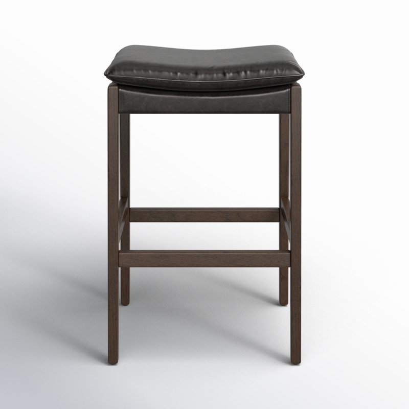 Aya Stool, Bar Stool (30.71" Seat Height), Genuine Leather Sonoma Black