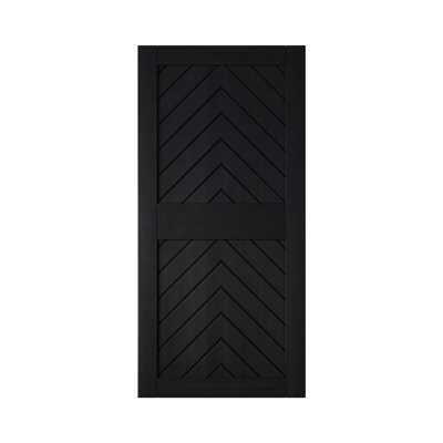 Homacer 40 in. x 84 in. 4-IN-1 Fishbone Design Black Finished & Unassembled Pine Wood Barn Door (Interior Use Only)