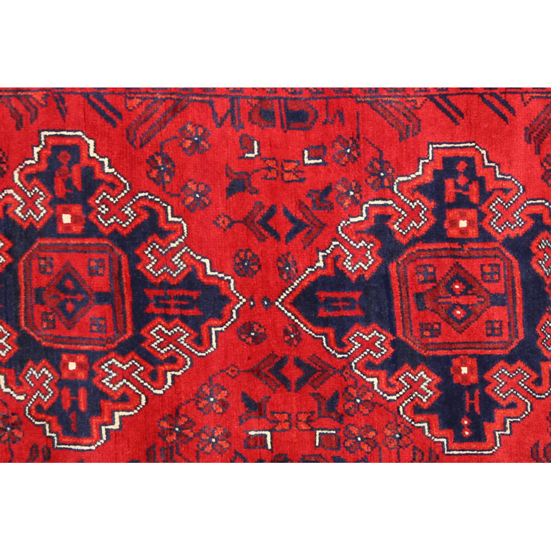 Afghan Wool Oriental Area Rug in Red