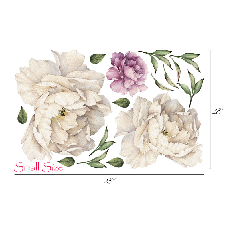 Décalcomanie murale fleurs pivoines rétro, Petit