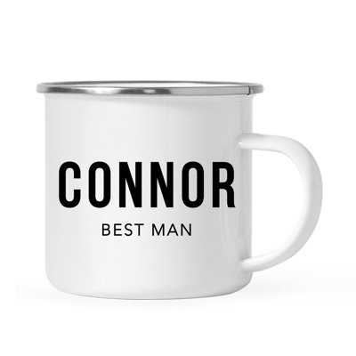 Cadeau de tasse de feu de camp personnalisé en acier inoxydable, Best Man Connor, paquet de 1, émail en métal à l'extérieur