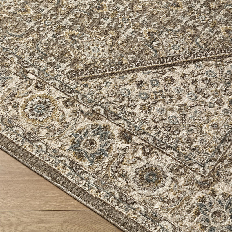 Tapis tissé à la machine Breindel, Noir / brun / gris / vert, Rectangle 9 pi x 12 pi 1 po
