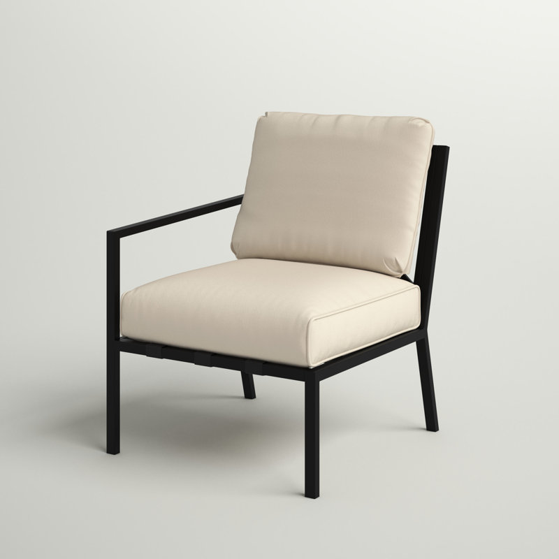 Chaise longue d'extérieur à accoudoir droit en métal avec coussin Abordale
