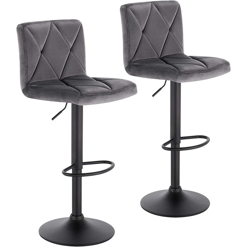 Latresha Swivel Upholstered Adjustable Height Counter Stool with Metal Frame, Dark Grey
