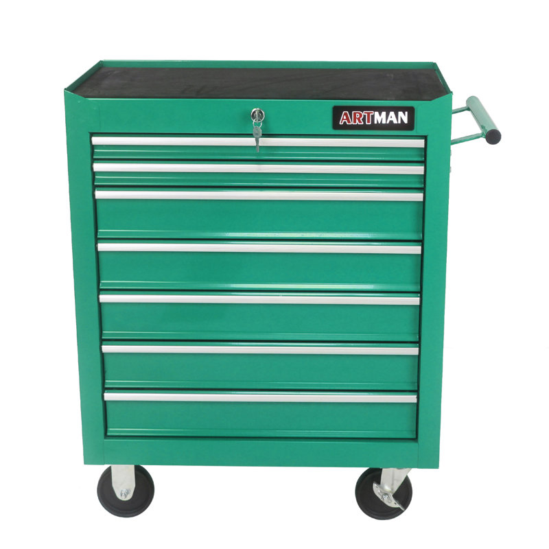 7 DRAWERS MULTIFUNCTIONAL TOOL CART WITH WHEELS, Green