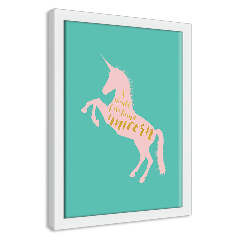 «Aurait dû être une licorne», art encadré, H 14 po x l 10 po x P 1,18 po, Cadre blanc