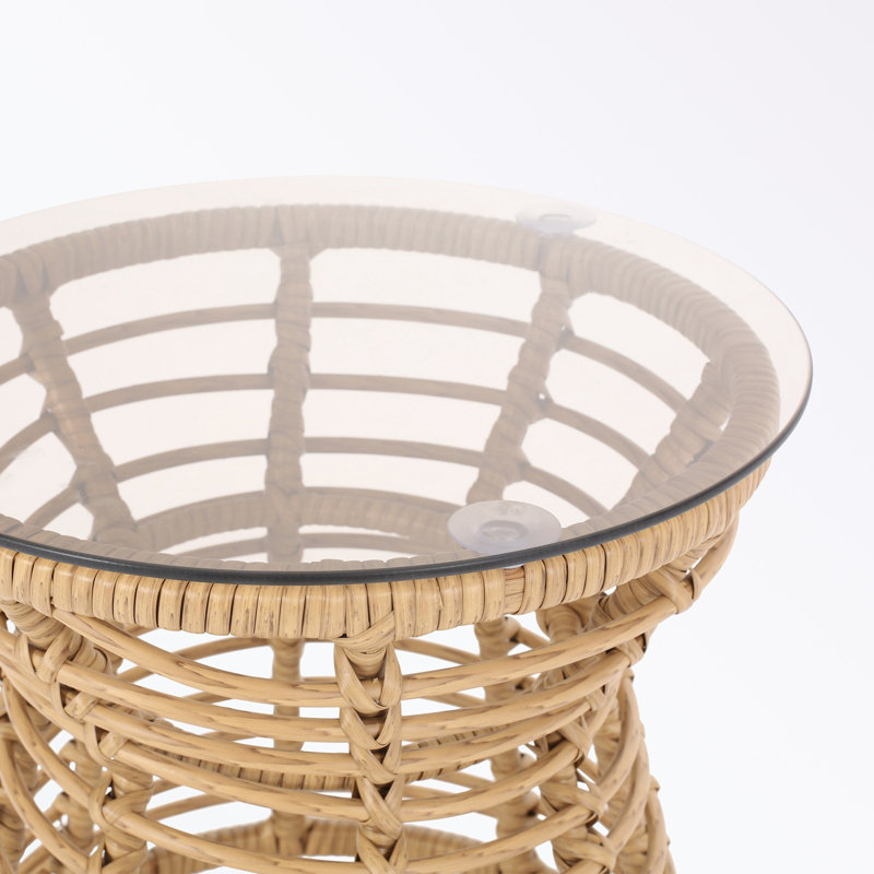 Tables de patio rondes avec plateau en verre