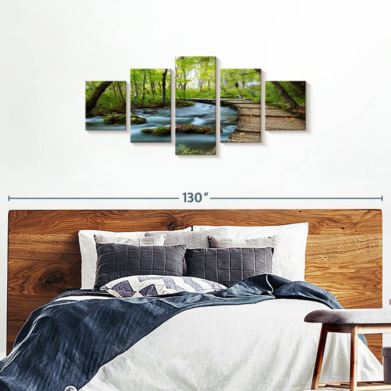 Ensemble de 5 pièces Boardwalk In The Forest sur toile, H 74 po x l 34 po x P 1,25 po