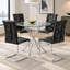 Ensemble de table de salle à manger 5 pièces en verre trempé rond avec chaises en similicuir-951631944