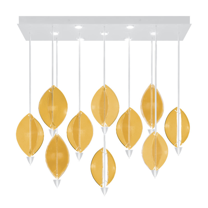 Luminaire suspendu l 59 po Embark, Laque blanche, Ambre
