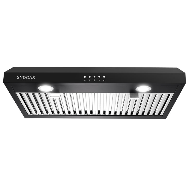 SNDOAS 30" Stainless Steel 450 CFM Convertible Under Cabinet Range Hood with Baffle Filter, Black