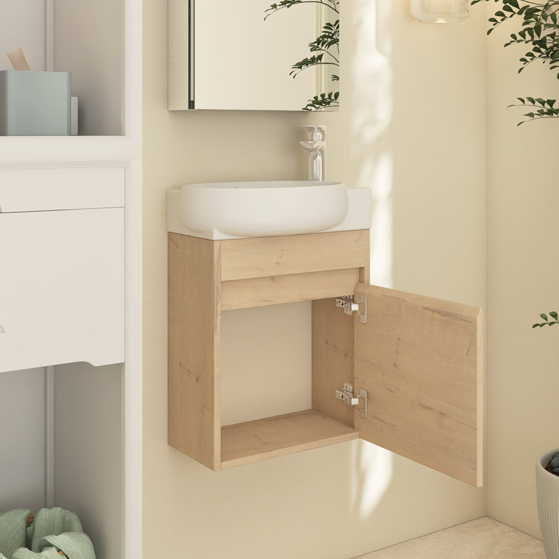 Etian 15.06 " W Wall Mounted Wall Mounted 1 Single Vanity Bathroom Vanity With Ceramic Top