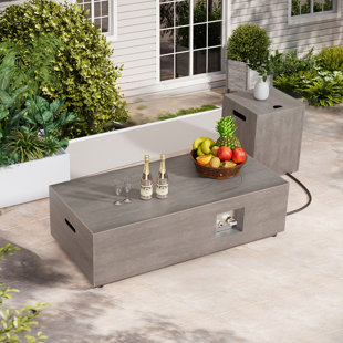 Foyer de table d'extérieur au propane en métal H 12,6 po x l 48 po