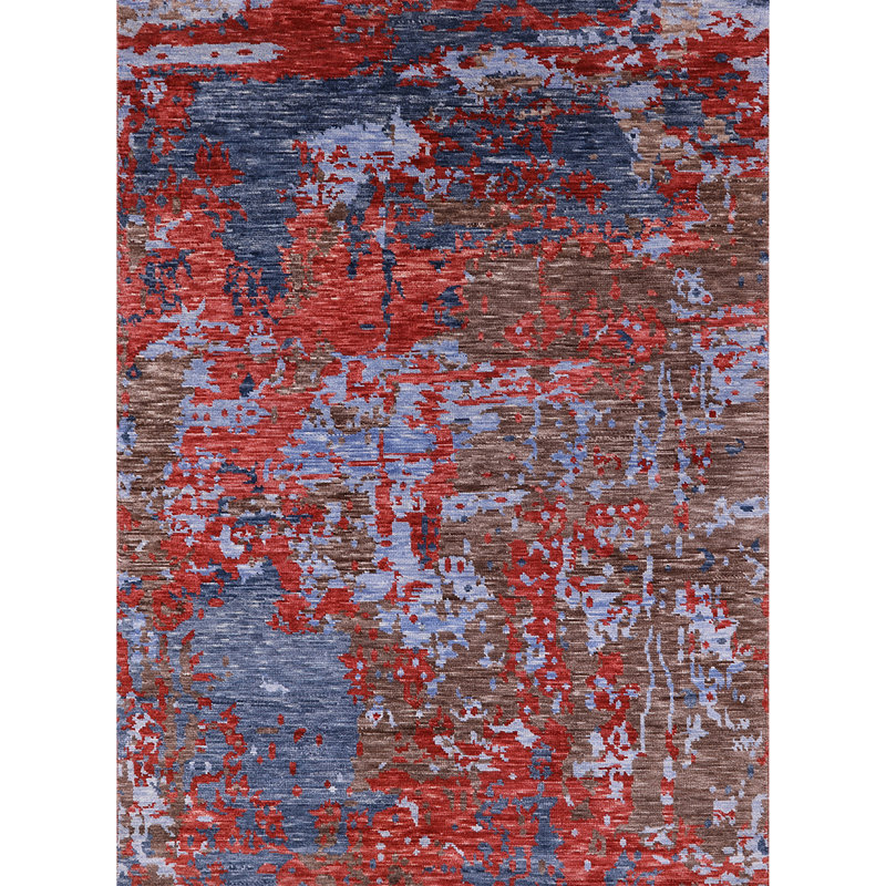 Tapis rouge / bleu / brun, Rectangle 5 pi x 7 pi