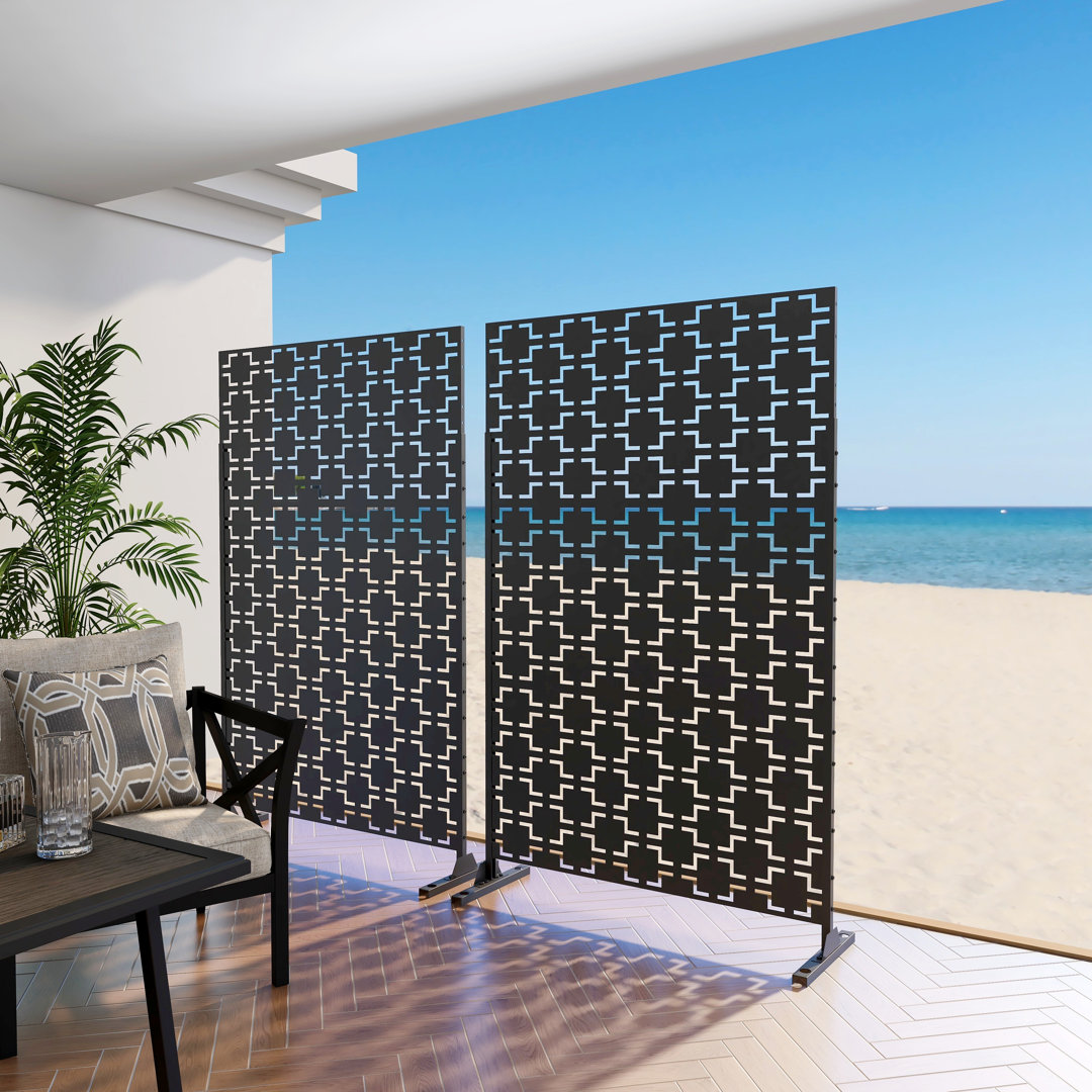 Helary 6 ft. H x 4 ft. W Metal Privacy Screen (Set of 2) UIXE 