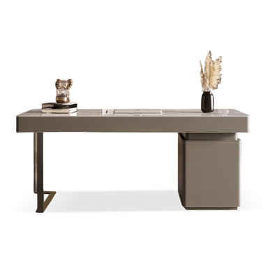 Bureau rectangulaire en bois manufacturé 70,87 "gris avec 6 tiroirs