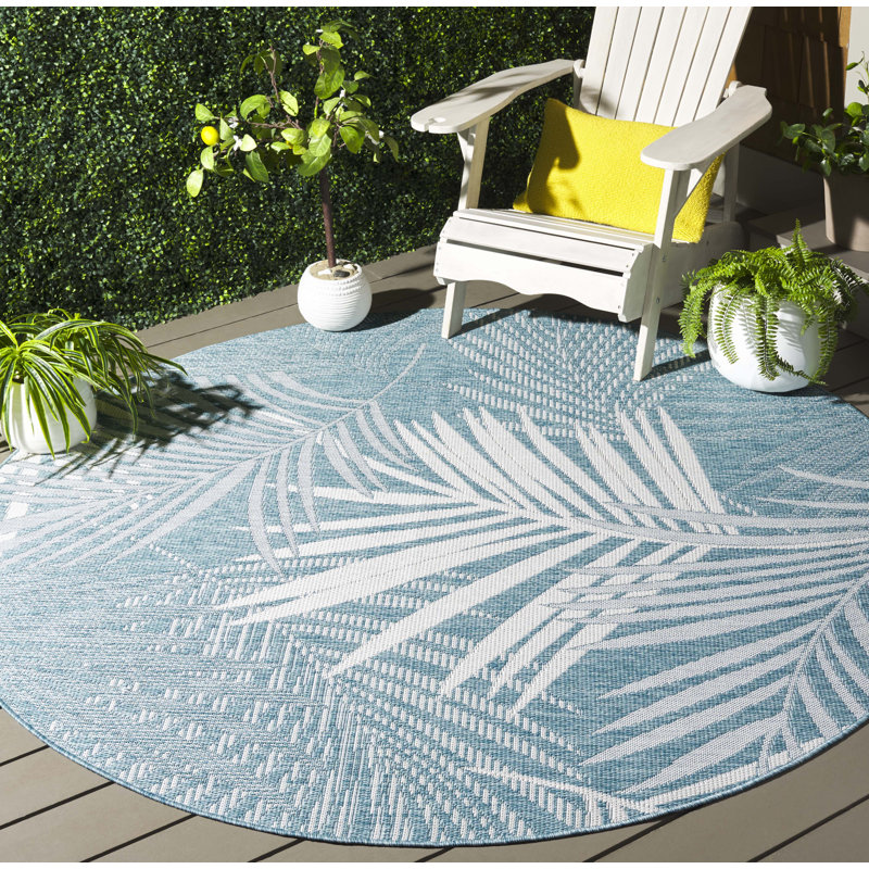 Beach House Performance Floral Indoor/Outdoor Area Rug, Round 6'7"