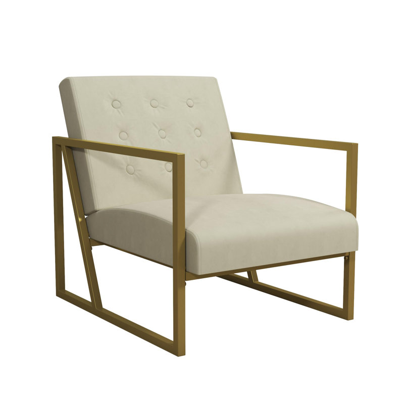 Hayek Velvet Armchair, Ivory