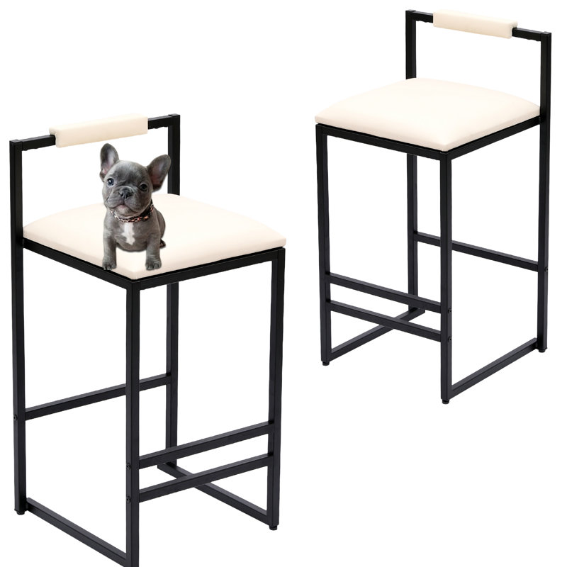Counter Barstools Low Back Island Stools (Set of 2), Beige