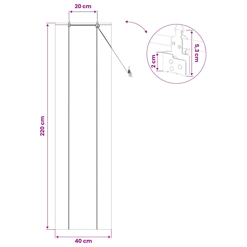 Bamboo Roller Blind, 40 cm W x 220 cm L