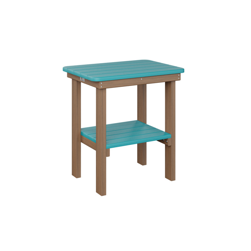 Outdoor Rectangle Side Table, Antique Mahogany, Aruba Blue