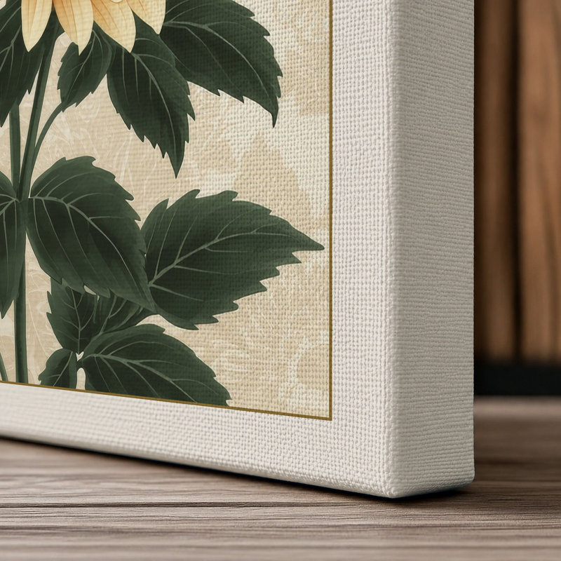 Chrysanthemum Study Botanical - Wrapped Canvas, 30x20 - 76.2 x 50.8 cm, Cream Border