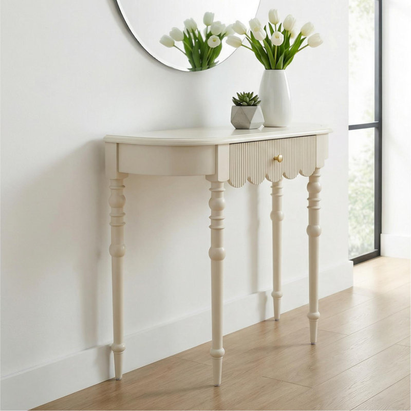39" Solid Wood Console Table, White