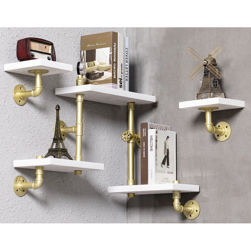 5 Piece Hexagon Industrial Pipe Shelves
