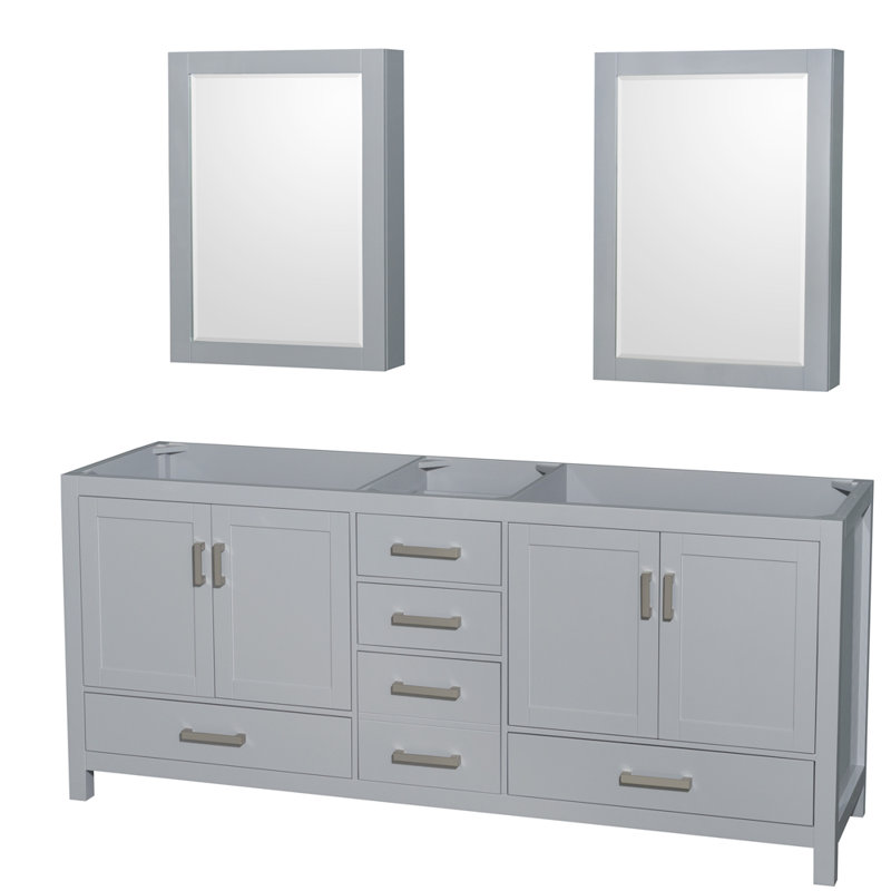 Sheffield 79" Double Bathroom Vanity Base Only, Gray