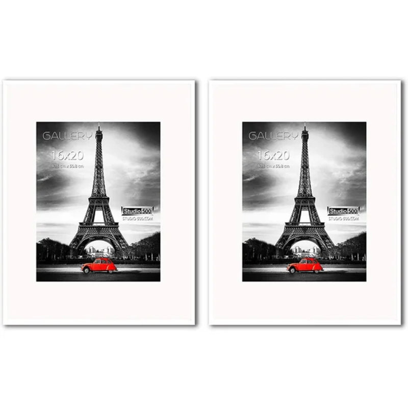 Ensemble de 2 cadres muraux en verre blanc mat 11 "x 14" avec cadre