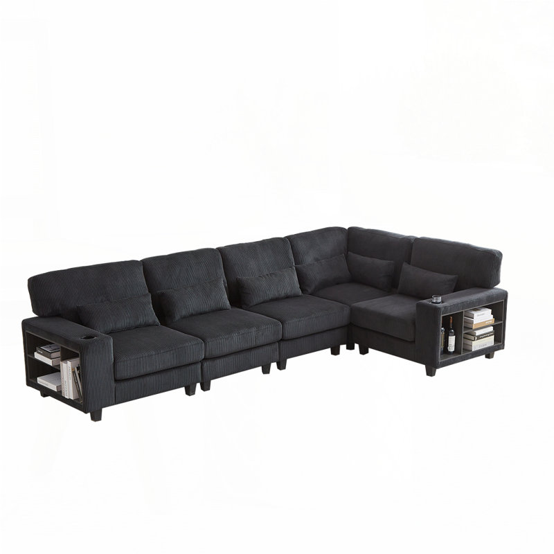 L-Shaped Modular Sectional Sofa, Black
