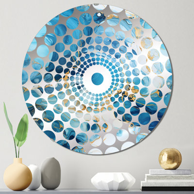 Blue Oceanic Allure Marble Pattern - Concentric Circles Decorative Mirror