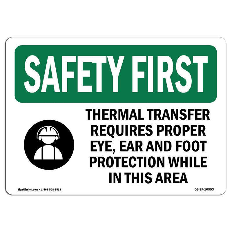 «Safety First Sign», H 12 po x l 18 po x P 0,1 po