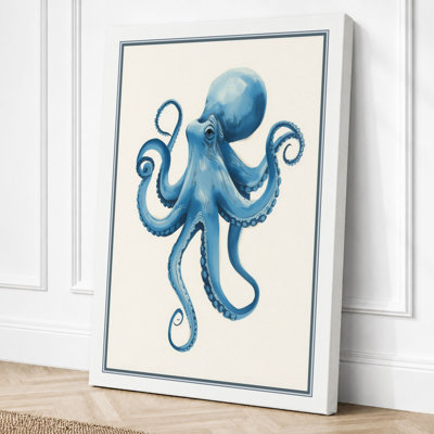 Blue Octopus Modern - Wrapped Canvas