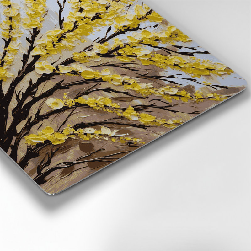 Art mural en métal Botanical Forsythia, H 144 po x l 144 po x P 0,05 po