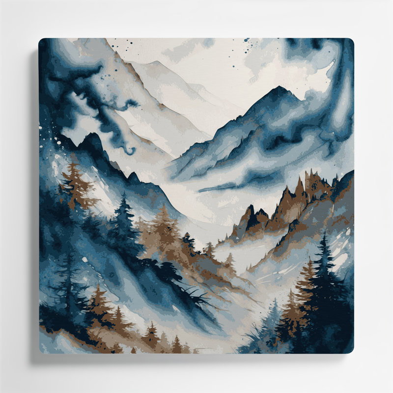 Aquarelle paysage, art mural gris en métal 61, 8" H x 8" W
