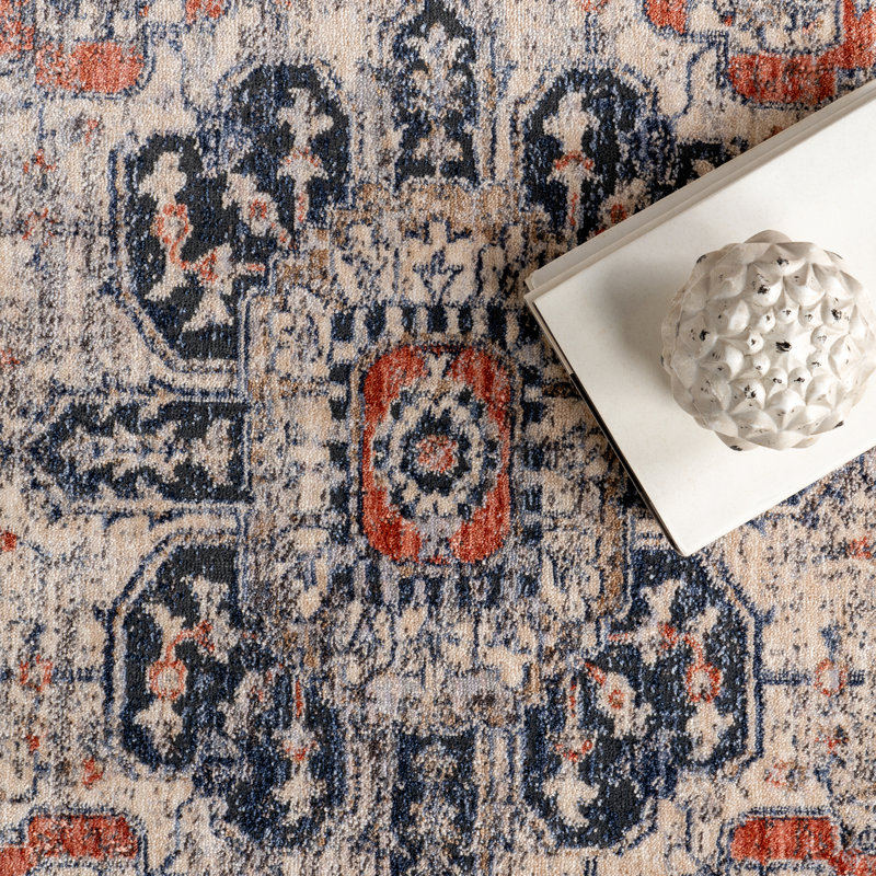 Saffron Traditional Medallion Area Rug, Rectangle 5' x 8'