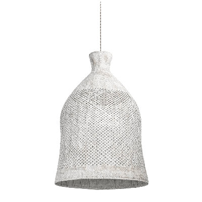 Bali Bloom 32" White Rattan Pendant
