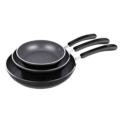 Cook N Home Professional 8/10/12 Inch Heavy Nonstick Frying Pan Set, Skillets with Non-Stick Coating, Induction, Compatible with All Cooktops, 3-Piece, Black/Marble