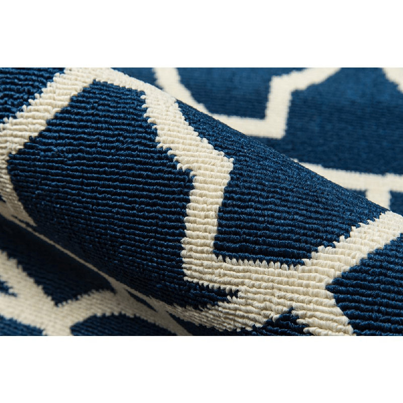 Tapis intérieur / extérieur à motif géométrique bleu Yepez, Rectangle 6 pi 7 po x 9 pi 6 po