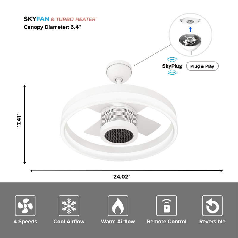 SkyFan Turbo Heater Fan, Matte White