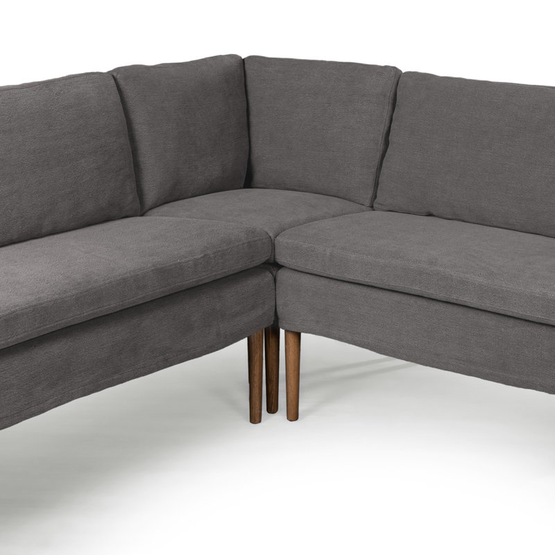 Aurelia Modular 3-Piece Slipcover Sectional, Broadway Coffee Linen, Right Hand Facing, 34.5" H x 99" W x 76" D