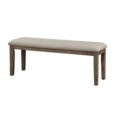 Dining Room Bench With Wire Brushed Brown Wood Frame And Luxurious Fabric Upholstery Gray Upholstered Construction